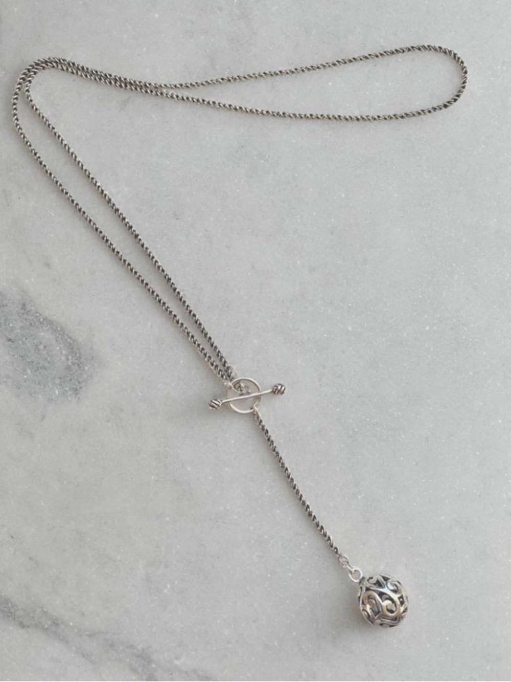 Silpada Sterling Silver Lariat Necklace with Filigree Pendant - N1619. 17” inche